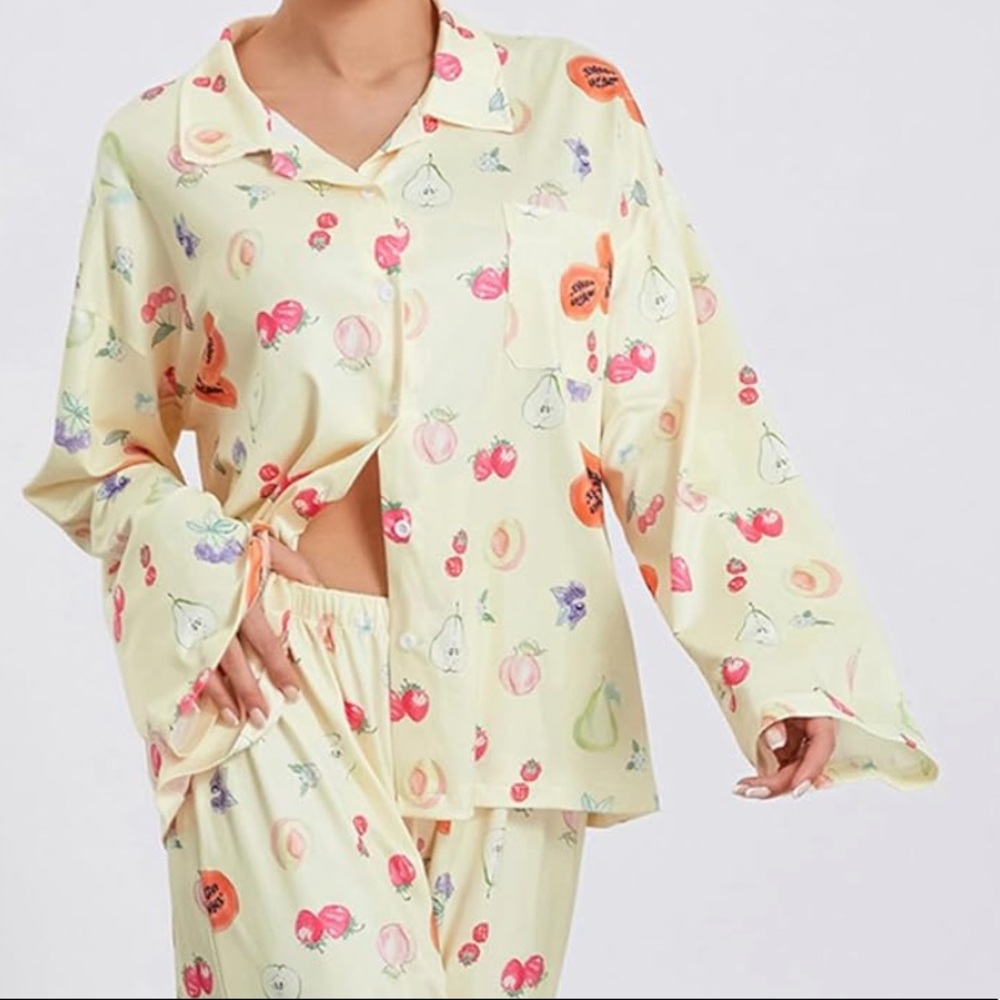 Women 2Piece Set Fruit Loungewear Soft Sleepwear(Medium)